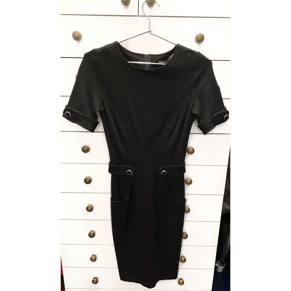 ZARA Black Short Sleeve Midi Dress
